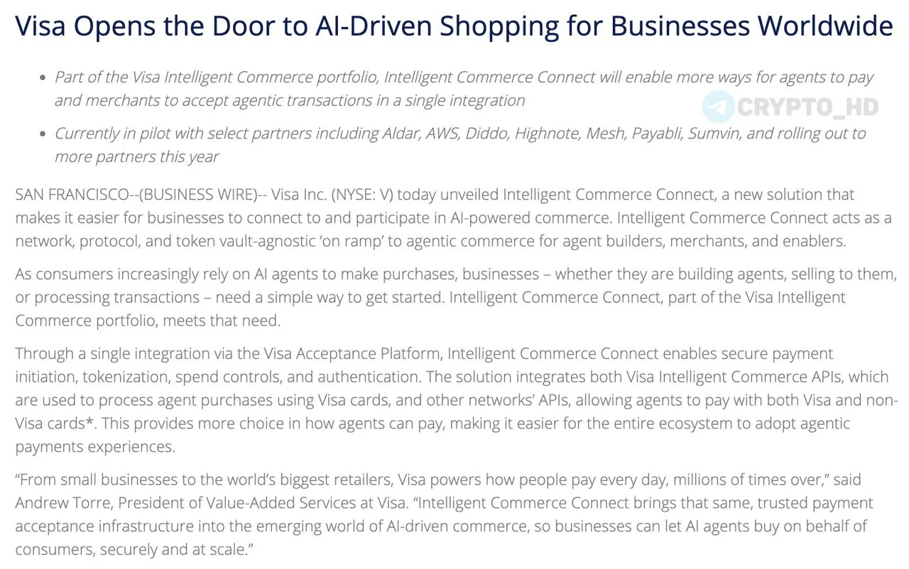Visa представила платформу для покупок через AI-агентов