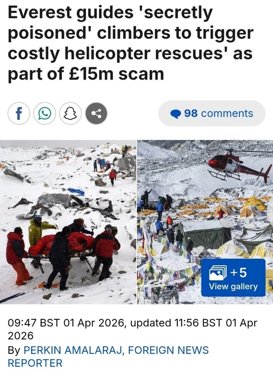 На Эвересте гиды подмешивали вещества в еду туристов ради вымогательства 15 млн фунтов