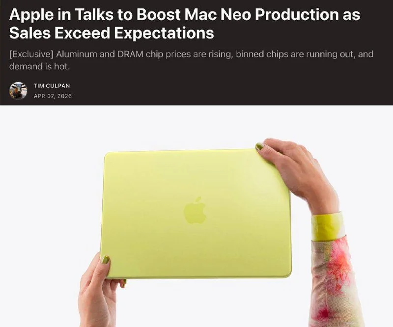 Apple анонсирует MacBook Neo с чипом A19 Pro и 12 ГБ ОЗУ к весне 2027