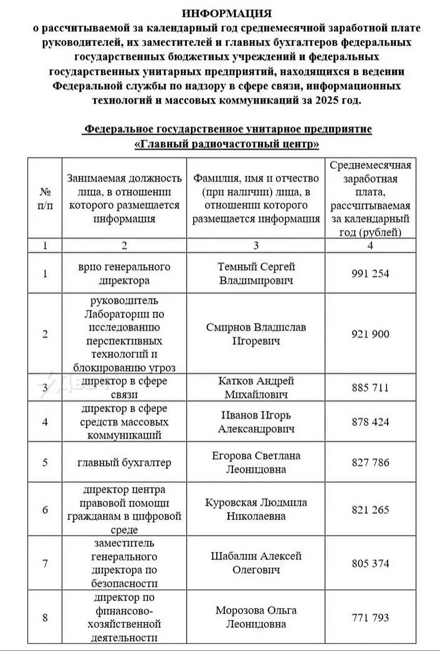 Сколько зарабатывает руководство Роскомнадзора: зарплаты топ-менеджеров