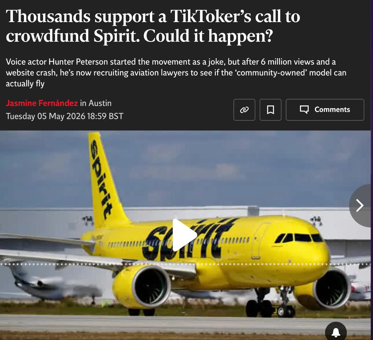 Блогер выкупил авиакомпанию Spirit Airlines за $1,75 млрд после банкротства